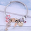 Vintage Crystal Heart Pendant Stainless Steel Bracelet