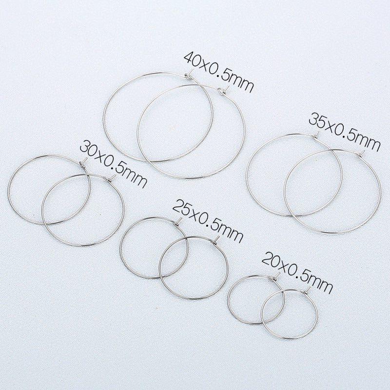 "Minimalist Stainless Steel Round Hoop Earrings for Women - DIY Jewelry Accessories with Pendant Option"