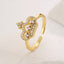 Classic Crown Copper 18K Gold Plated Zircon Ring - Elegant Women's Designer Jewelry