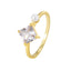 18K Gold Plated Geometric Oval Heart Pearl Zircon Ring with Square Inlay Design