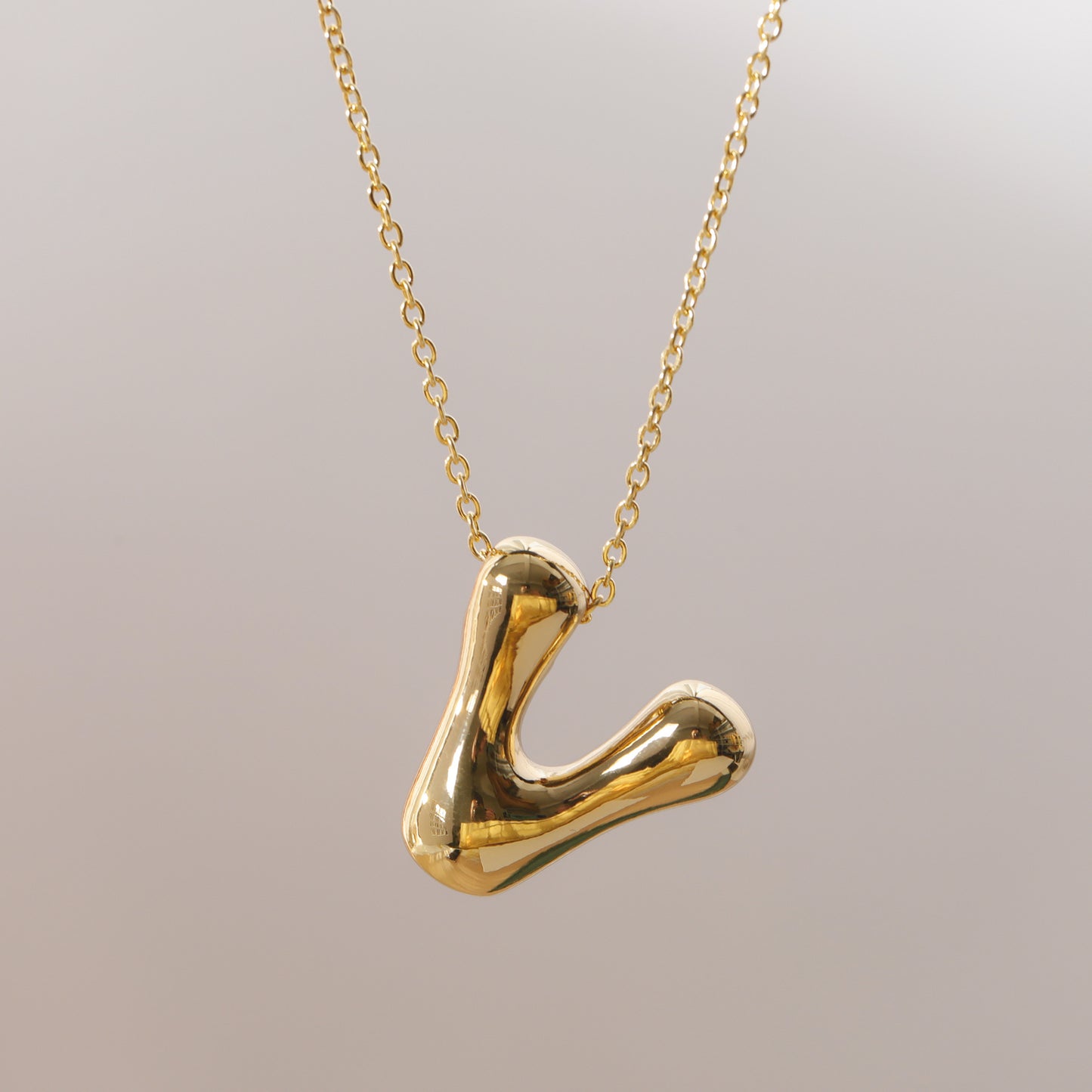 18K Gold Plated Stainless Steel Alphabet Pendant Necklace