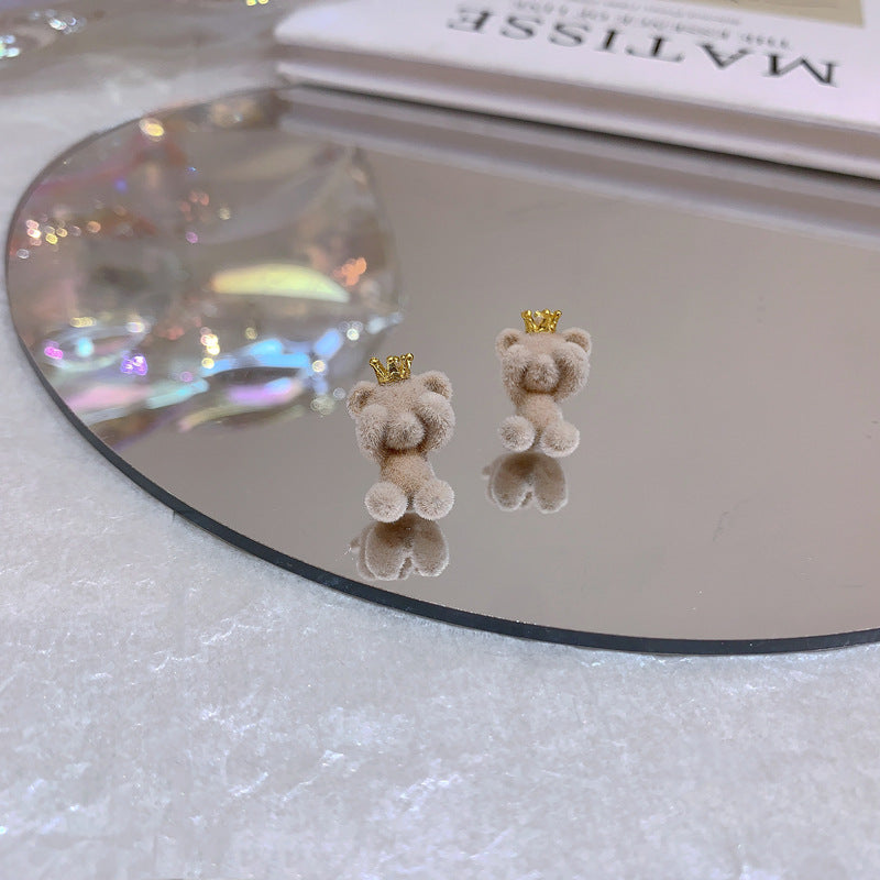 Cartoon Bear and Plush Bunny Stud Earrings - Korean Style Fashion Jewelry for Women