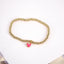 Geometric Copper Gemstone & Gold Bead Heart Elastic Bracelet Set