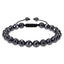 Retro Black Magnet Beaded Men's Bracelet with Heart Charm, Adjustable Braided Design