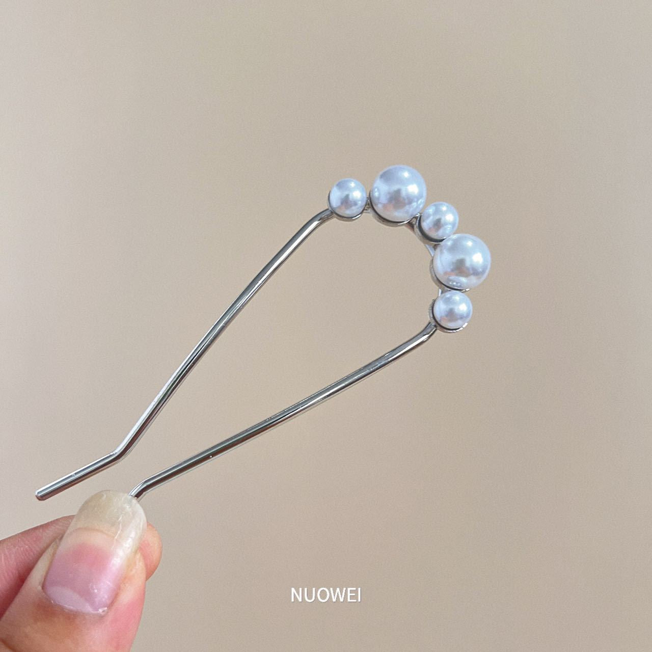 Women's Modern U-Shaped Pearl Inlay Hairpin