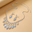 Luxurious Crystal Bridal Jewelry Set - Silver Plated Geometric Necklace and Earrings