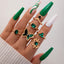 Punk Heart Snake Alloy Gemstone & Green Butterfly Crystal Ring Set for Women