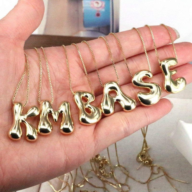 18K Gold Plated Brass Alphabet Pendant Necklace