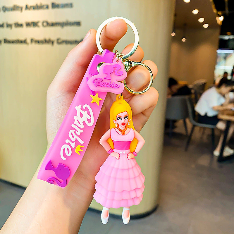 Cartoon Barbie Doll Pendant Keychain for Women