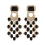 Elegant Zinc Alloy Glass Inlay Tassel Earrings