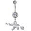 Gun-Shaped Geometric Pendant Navel Ring with Rhinestones