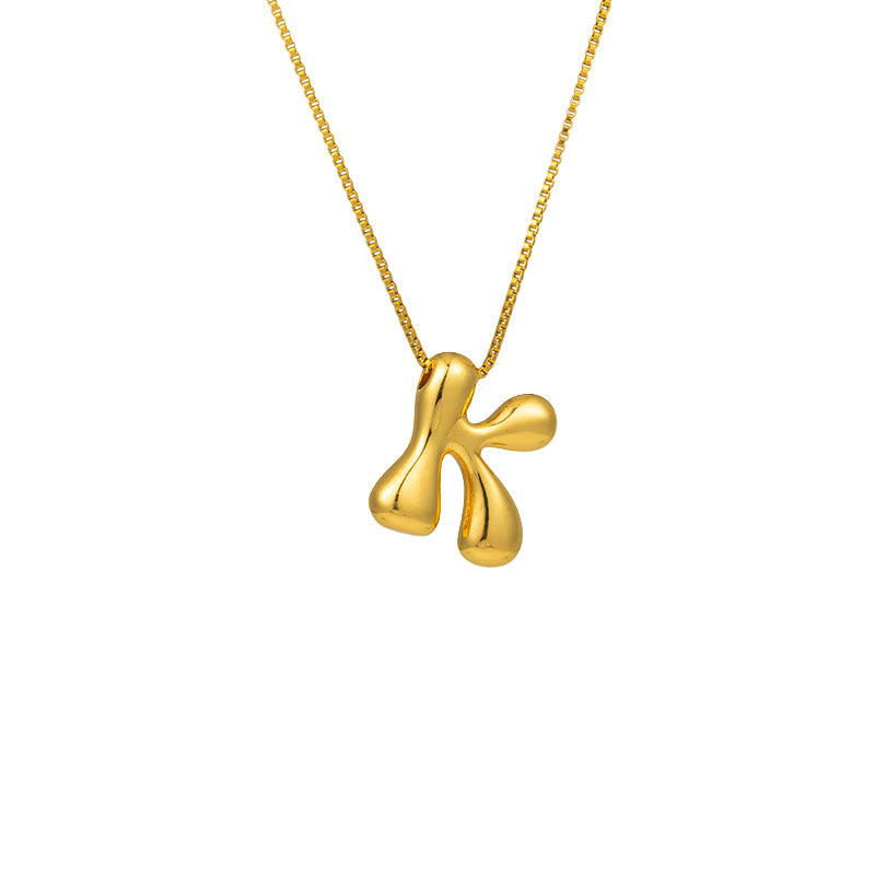 304 Stainless Steel Gold Plated Bubble Letter Necklace