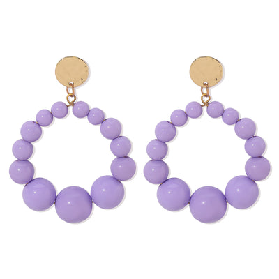 Sweet Geometric Beaded Candy Color Drop Earrings