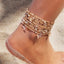 Beach Bohemian Heart Shape Beaded Rhinestone Anklet with Shell Pendant