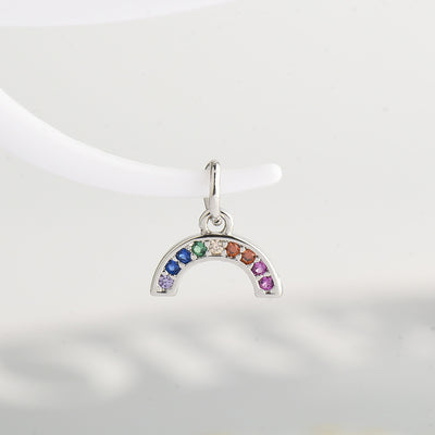 Copper Inlay Rhinestone Rainbow Pendant Necklace