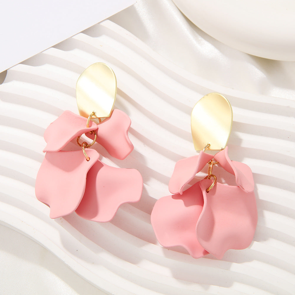 1 Pair Elegant Luxurious Sweet Petal Alloy Dangling Earrings