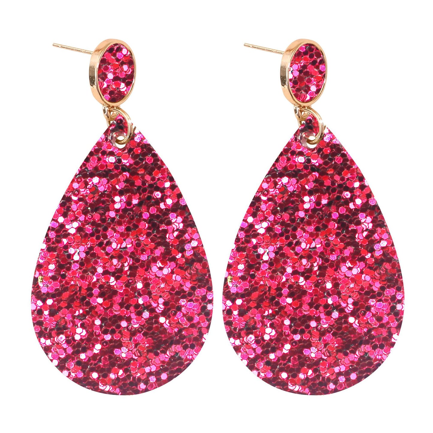 1 Pair Retro Glitter PU Leather Water Droplet Earrings