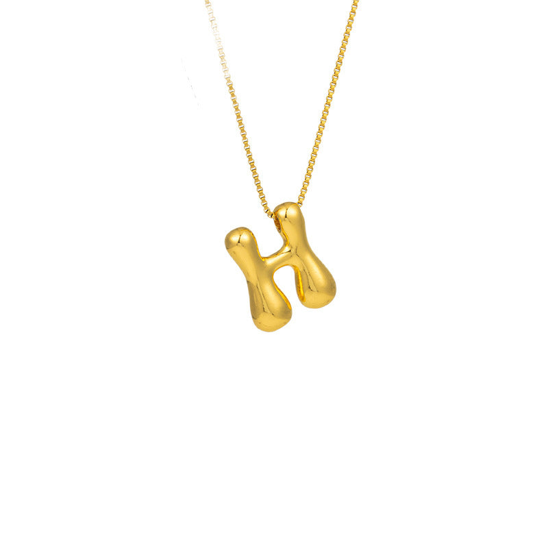 304 Stainless Steel Gold Plated Bubble Letter Necklace