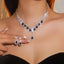 Elegant Bridal Rhinestone Necklace and Earrings Jewelry Set