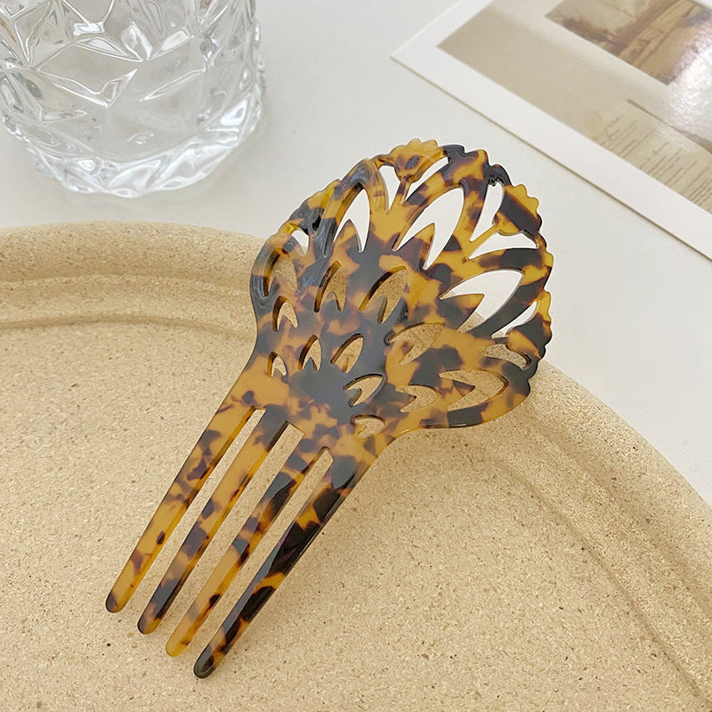 Women's Retro Leopard Print Acetate Hair Comb and Hairpin Set