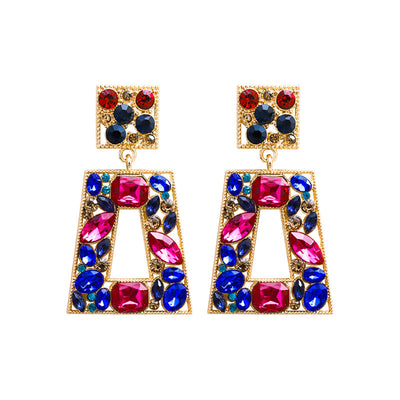 Elegant Vintage Square Rhinestone Drop Earrings