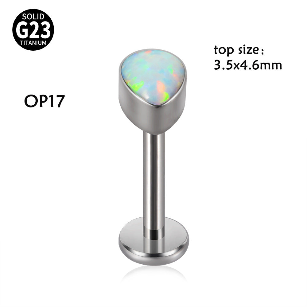 G23 Titanium Opal Resin Water Drop Ear Cartilage & Lip Ring Studs