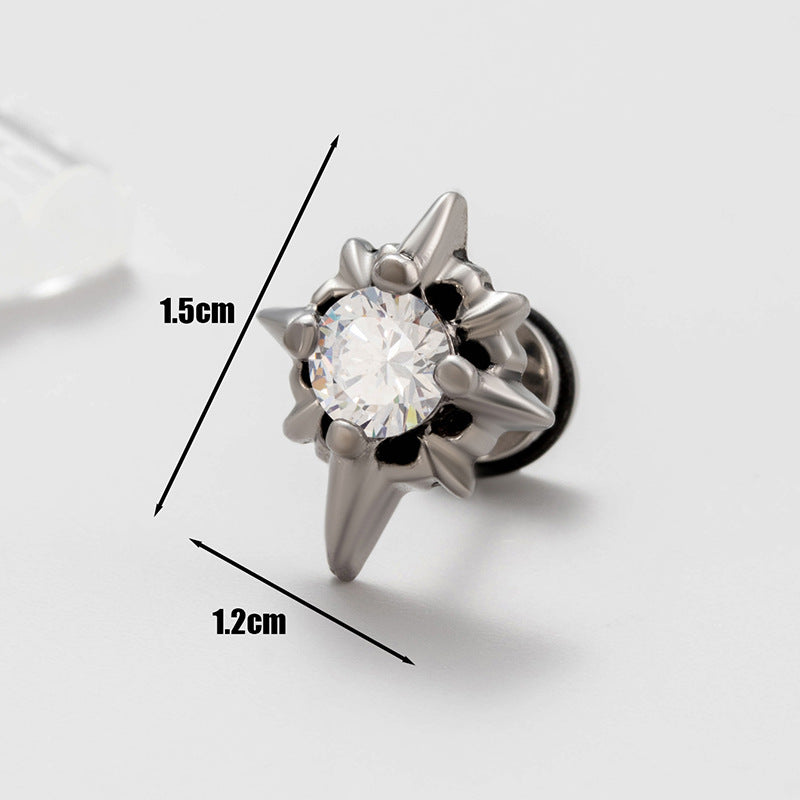 1 Piece Vintage Style Simple Style Geometric 316 Stainless Steel  Zircon Ear Studs