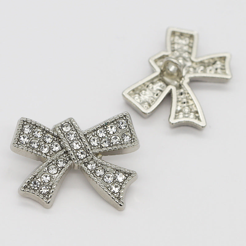 Factory Wholesale Metal Bow Diamond Button for Shirts and Cardigans