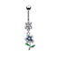 Elegant Heart Floral Zircon Belly Button Ring with Rhinestones and Gold Plating