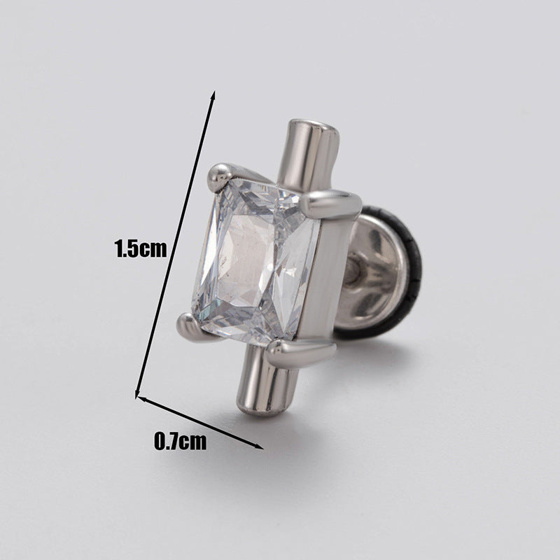 1 Piece Vintage Style Simple Style Geometric 316 Stainless Steel  Zircon Ear Studs