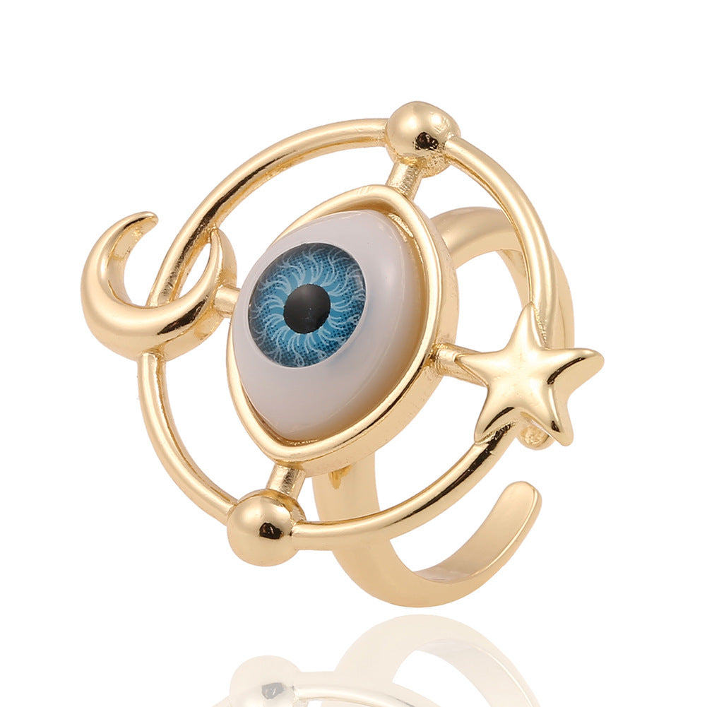 Fashion Copper Plated Real Gold Evil Eye Women's Simple Tail Ring