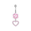 1 Piece Heart & Butterfly Zircon Inlay Stainless Steel Belly Ring Set