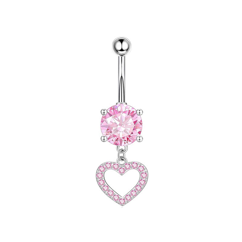 1 Piece Heart & Butterfly Zircon Inlay Stainless Steel Belly Ring Set