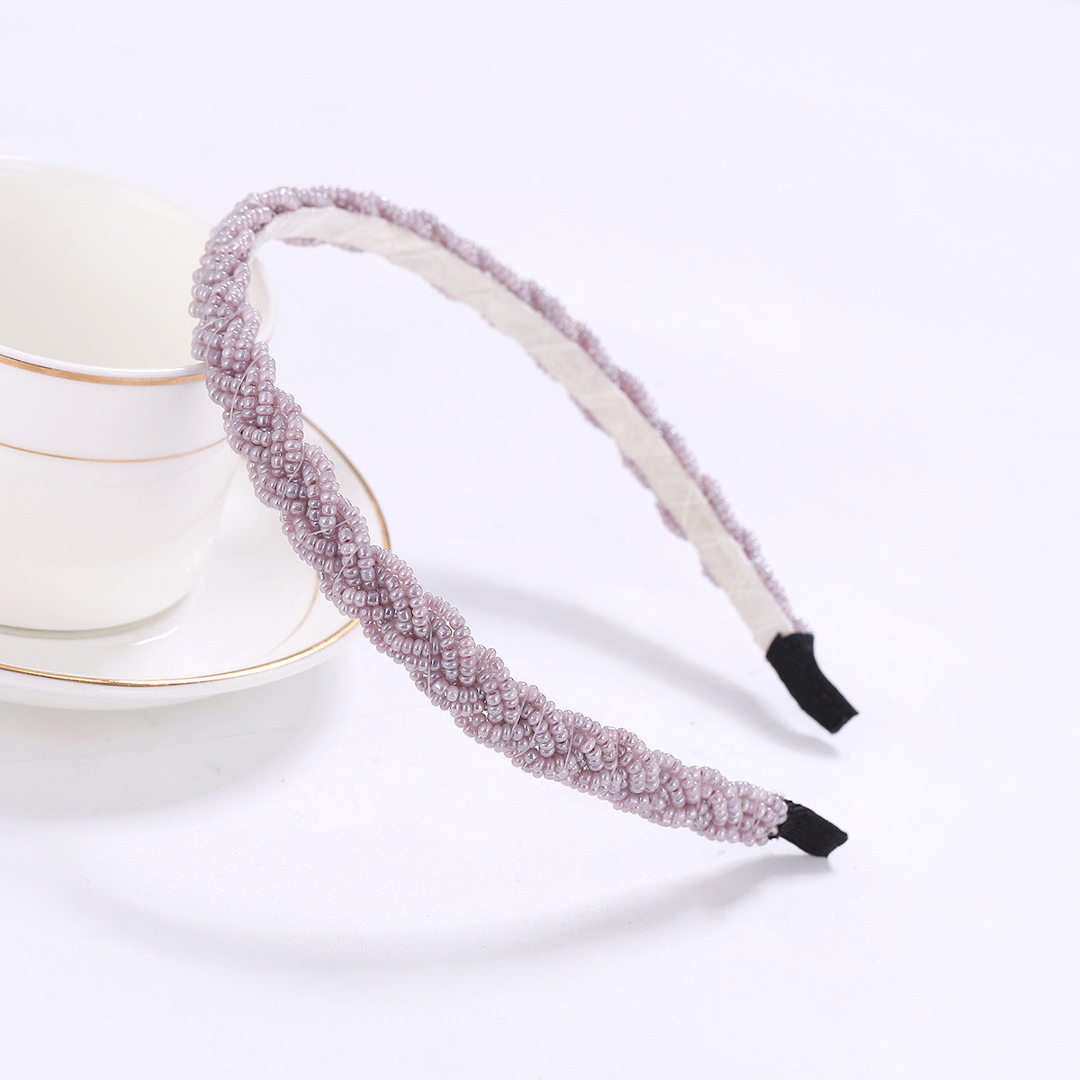 Women's Fashion Beaded Twist Braided Pearl Headband Hair Accessories