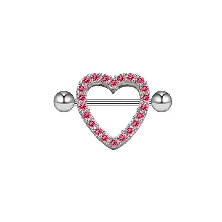 Exaggerated Rock Punk Heart Shape Copper Epoxy Plating Inlay Rhinestones Zircon White Gold Plated Chest Ring