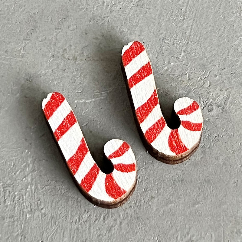 1 Pair Christmas Cartoon Santa Claus and Elk Wood Ear Studs