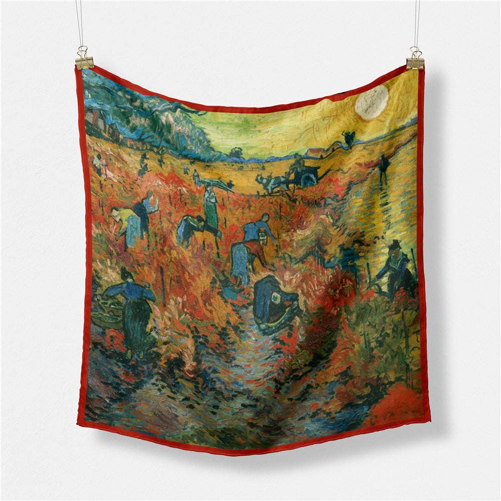 Van Gogh Sunflower Twill Silk Square Scarf