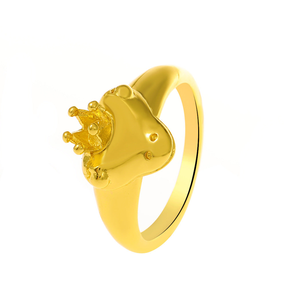 Retro Alloy Crown Frog Ring - Minimalist Cute Design