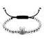 Retro Crown Stainless Steel Diamond Bead Adjustable Bracelet Set