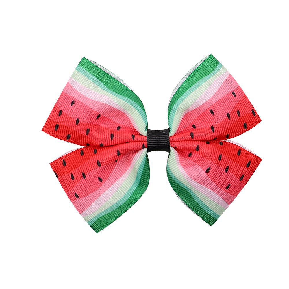 Fashion Watermelon Print Bow Hairpin for Kids