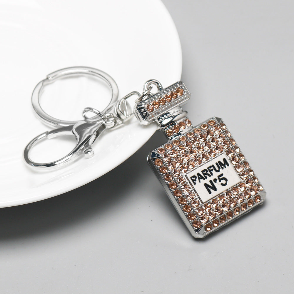 Fashion Rhinestone Perfume Bottle Keychain Pendant for Women