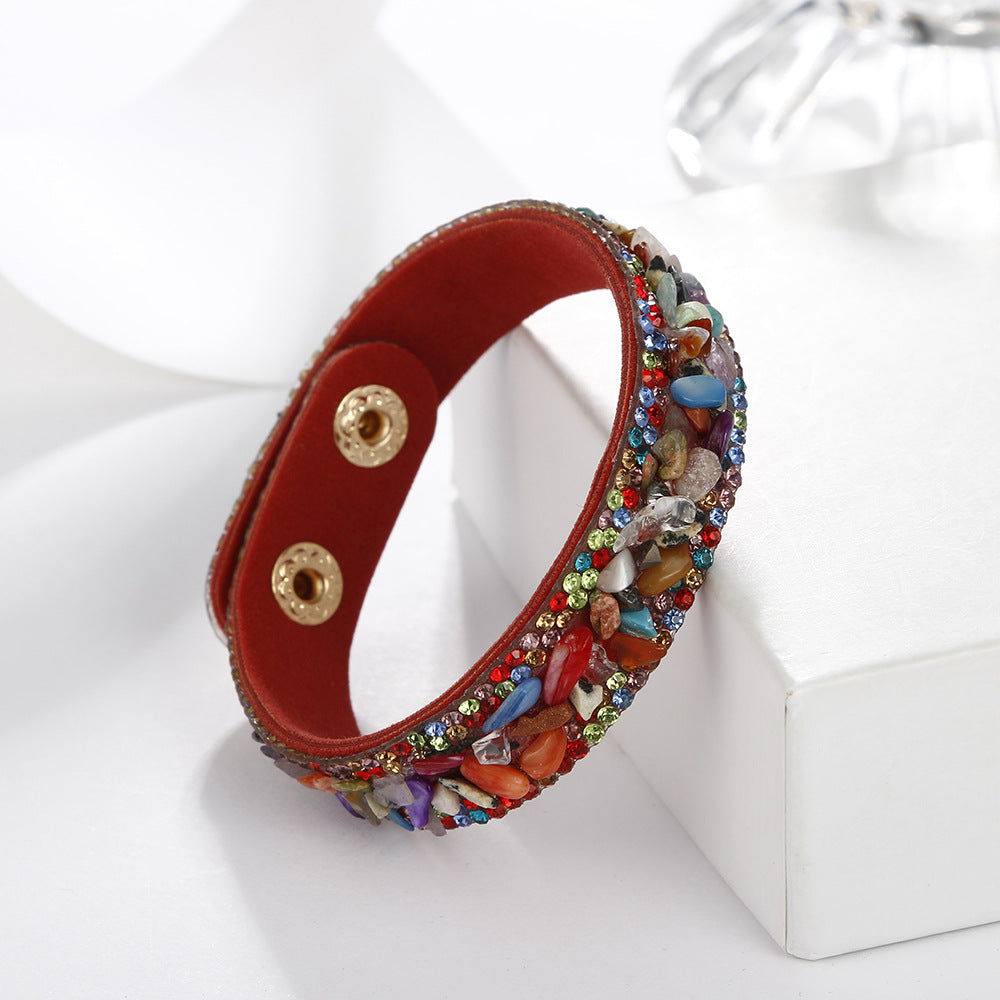 Vintage Multicolor Crushed Stone Inlaid Gemstone Bracelet