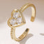 Fashion Geometric Heart Zircon Open Ring