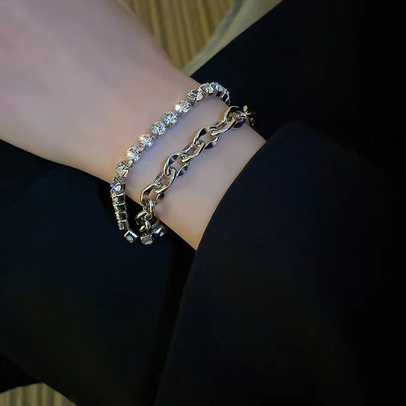 Simple Geometric Alloy Plated Zircon Gemstone Women's Bracelet