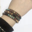 Retro Ethnic Geometric Color Block PU Leather Natural Stone Beaded Braided Bracelet