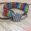 Retro Ethnic Geometric Color Block PU Leather Natural Stone Beaded Braided Bracelet