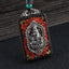 Ethnic Square Alloy Wood Pendant Necklace with Nepalese Thangka Design