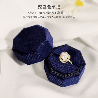 Elegant Solid Color Velvet Jewelry Ring and Earring Storage Box