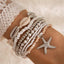 Bohemian Geometric Starfish Shell Beaded Knitting Women's Bracelet Set