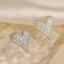 1 Pair Elegant Heart Shaped Copper Zircon Stud Earrings